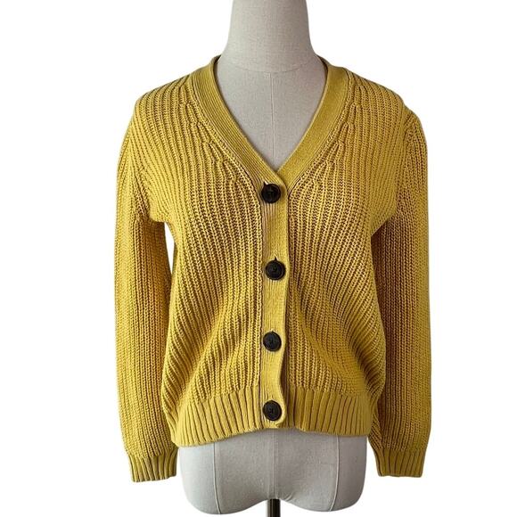 Old Navy Button Up Cardigan Sweater Knit XS Yellow Cottagecore Preppy Academia - Picture 1 of 9